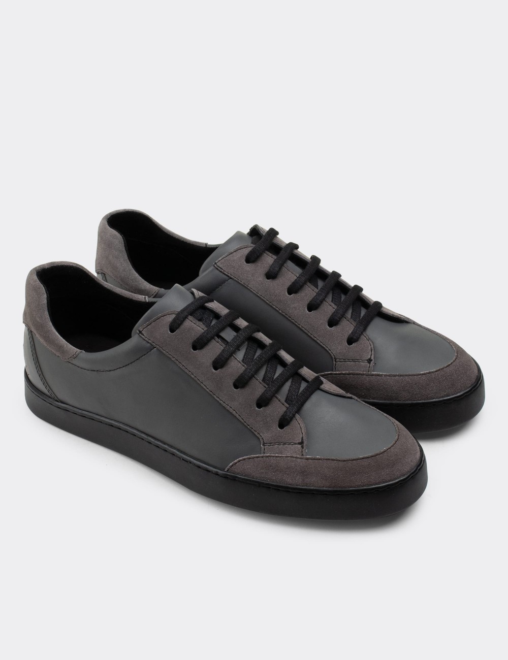 Gray  Leather Sneakers - 01862MGRIC01
