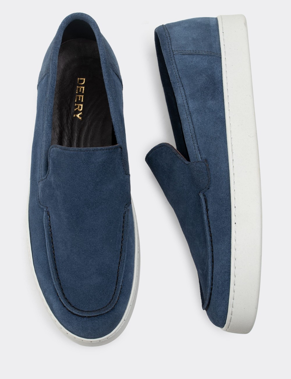 Blue Suede Leather Loafers - 01865MMVIC01