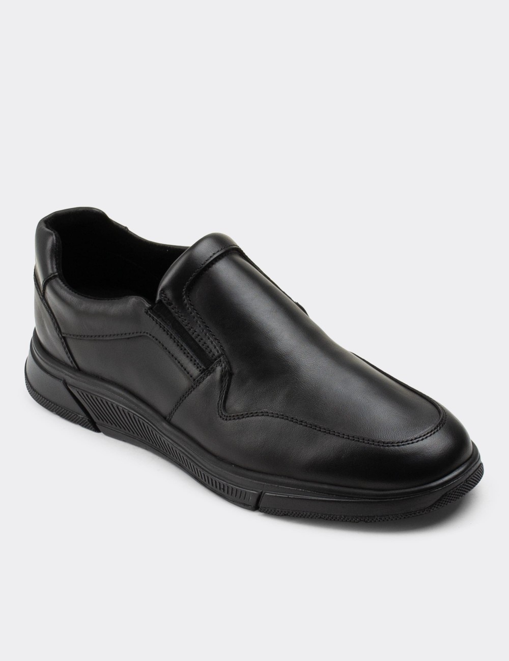 Black  Leather Loafers - 01874MSYHC01