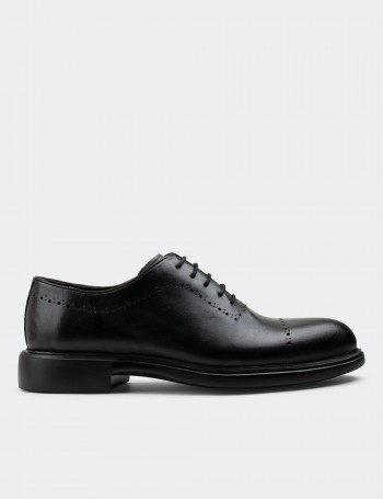 Black  Leather Lace-up Shoes - 00491MSYHC01