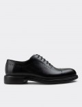Black  Leather Lace-up Shoes