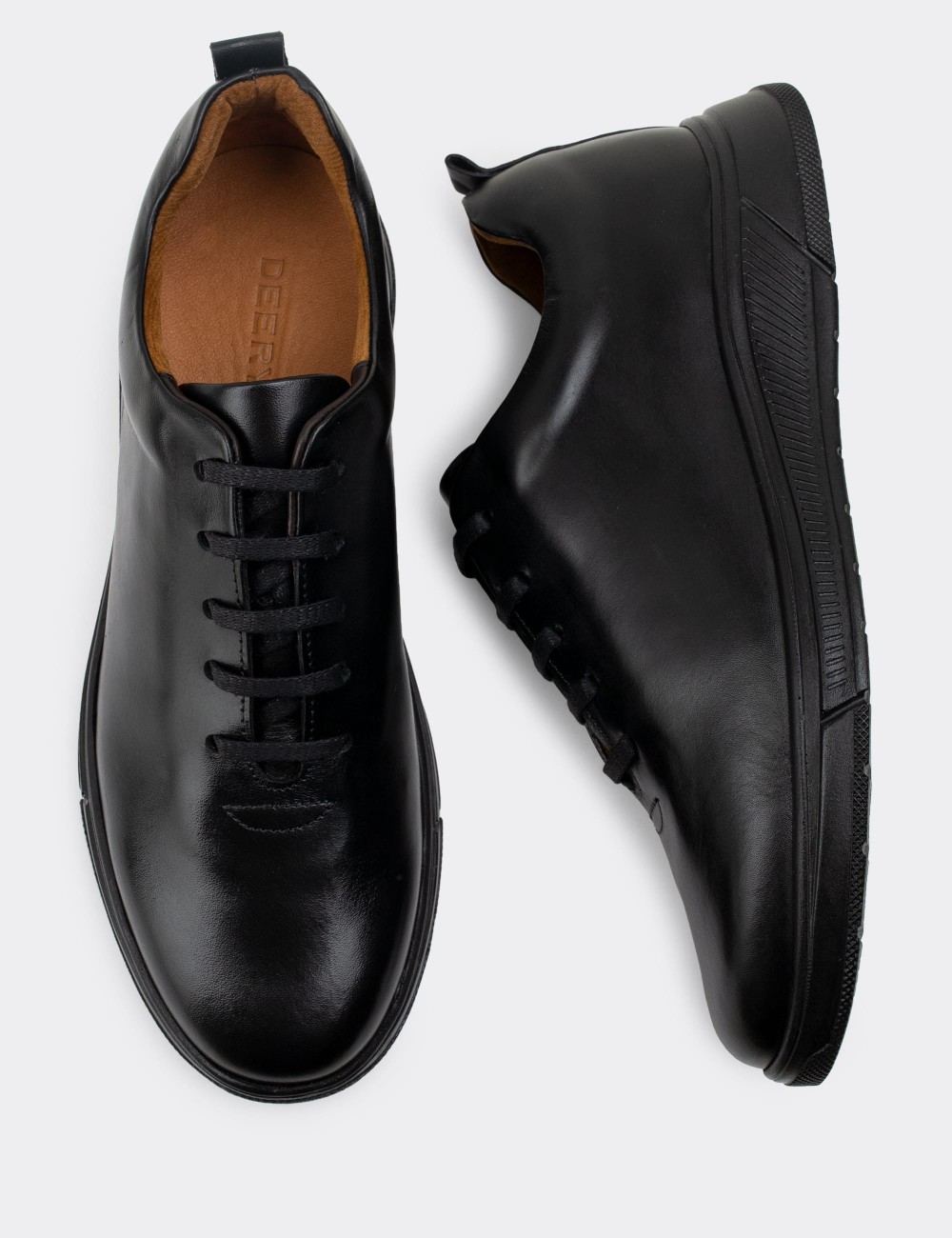 Black  Leather Lace-up Shoes - 01875MSYHC01