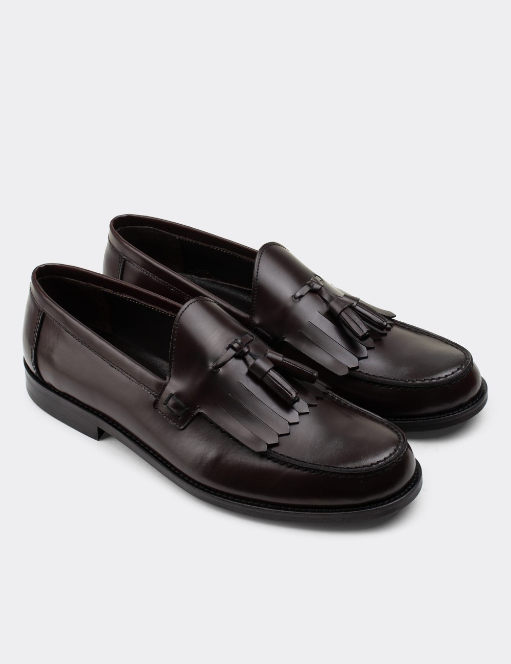 Burgundy  Leather Loafers - 01735MBRDM02