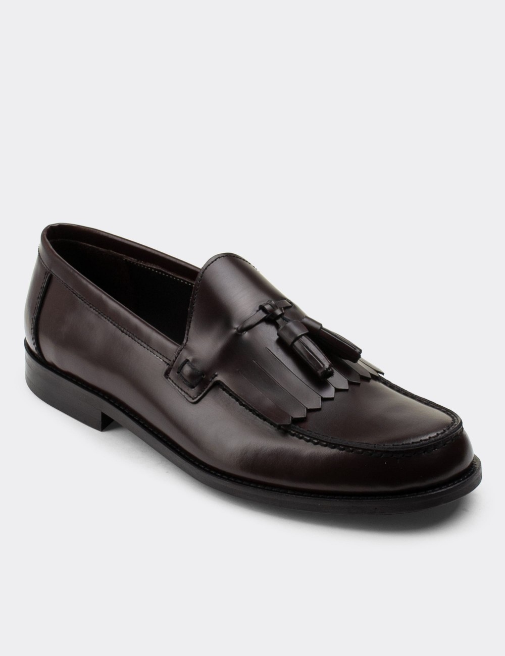 Burgundy  Leather Loafers - 01735MBRDM02