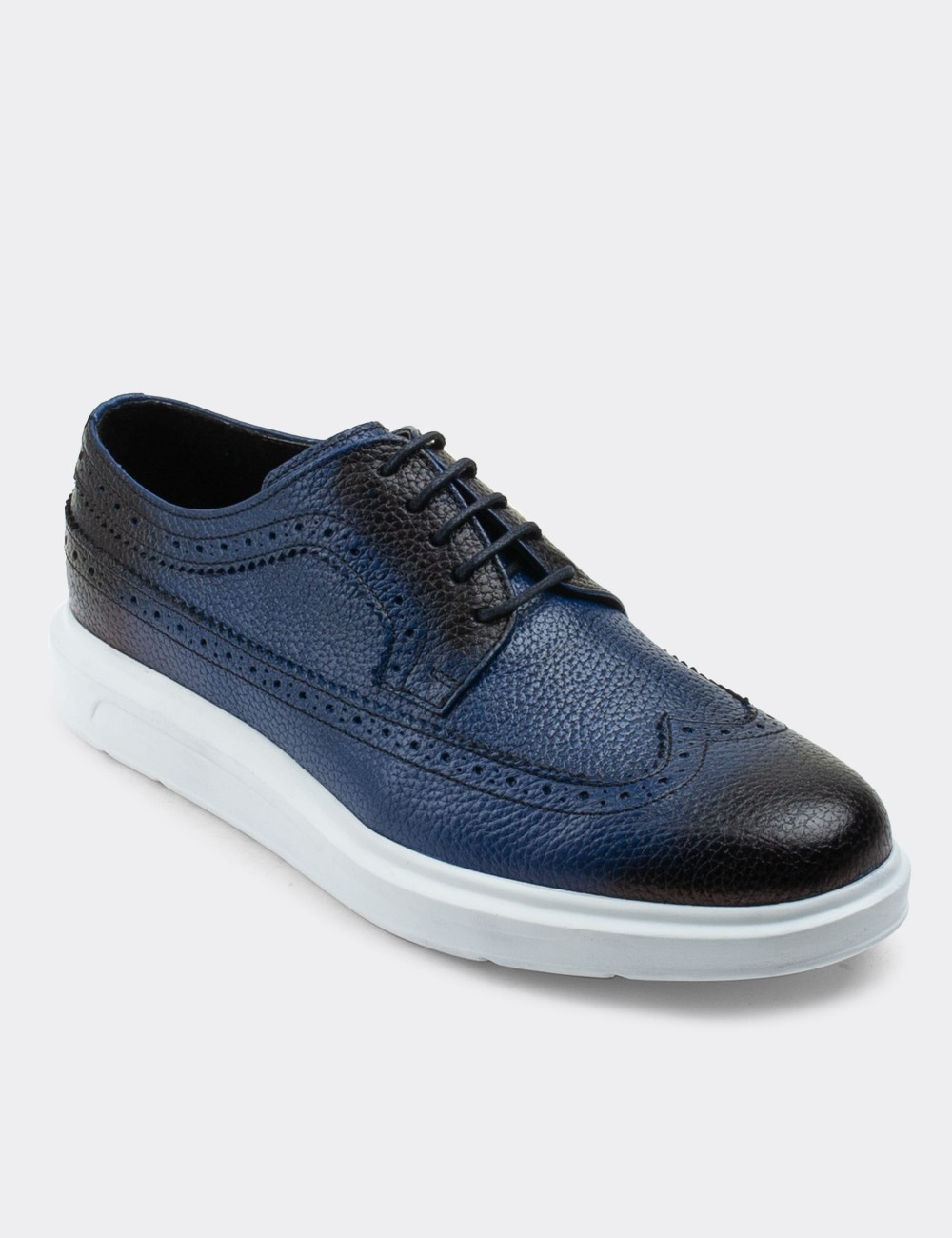 Blue  Leather Lace-up Shoes - 01293MMVIP08