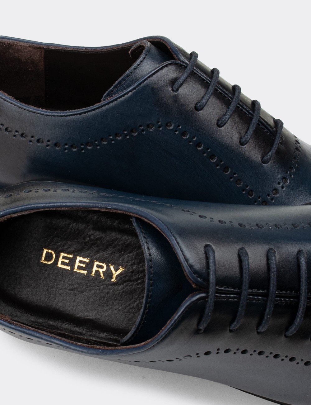 Navy  Leather Lace-up Shoes - 00491MLCVC01