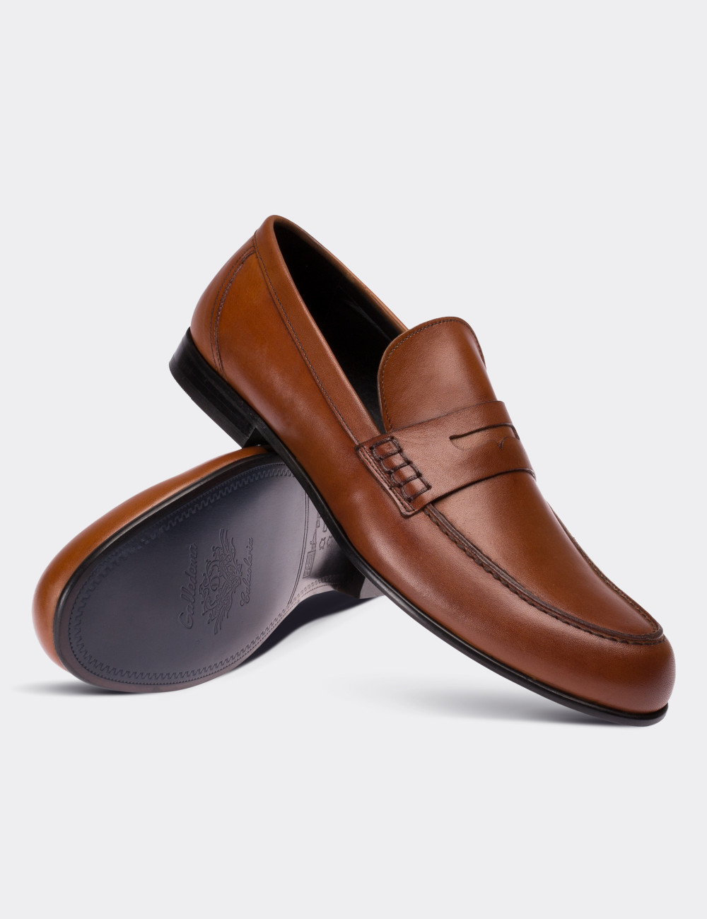 Tan  Leather Loafers - 01538MTBAM01
