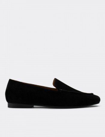 Black Suede Calfskin Loafers Shoes