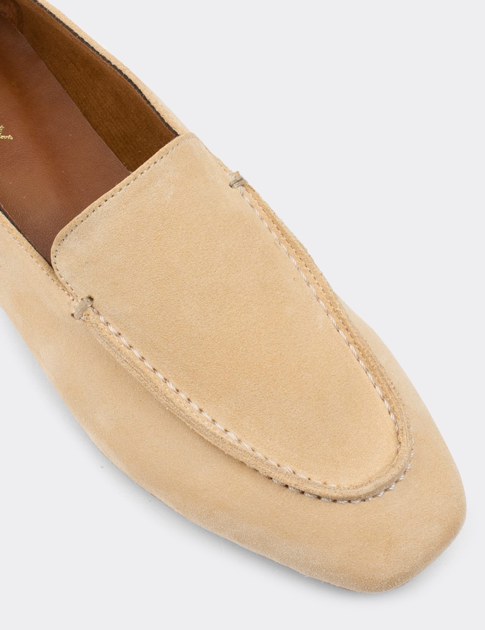 Beige Suede Leather Loafers - 01990ZBEJC01