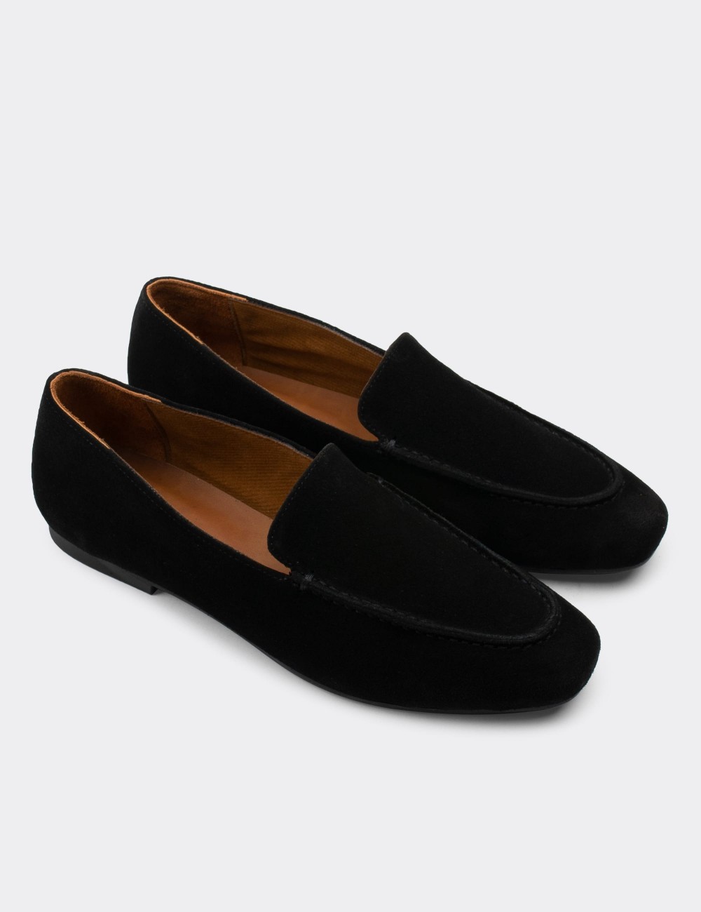 Black Suede Leather Loafers Shoes - 01990ZSYHC01