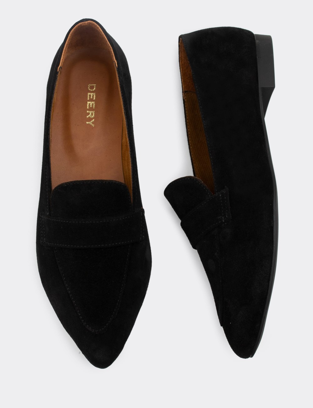 Black Suede Leather Loafers - 01897ZSYHC01