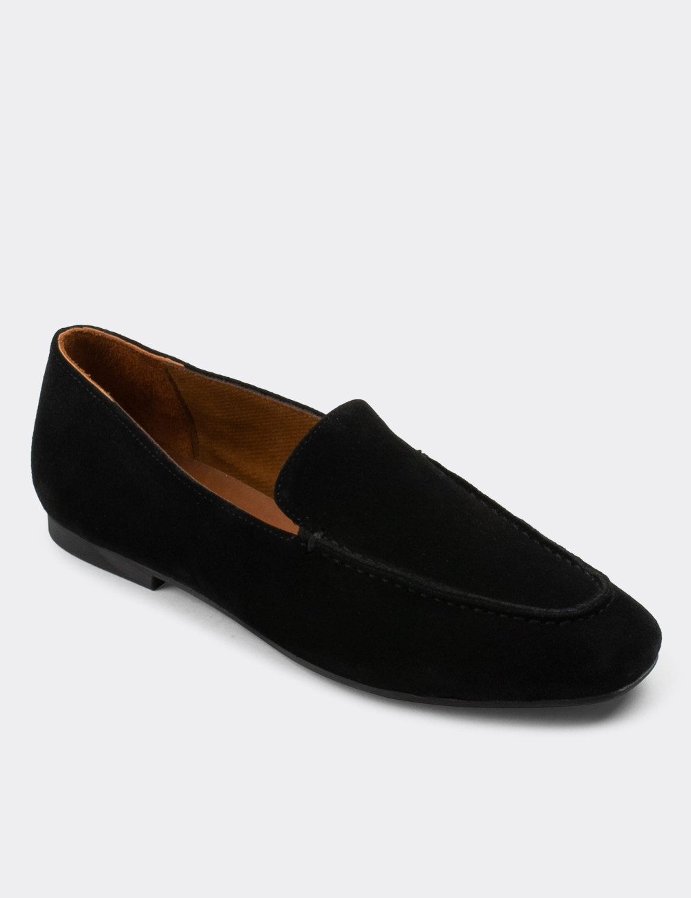 Black Suede Leather Loafers Shoes - 01990ZSYHC01