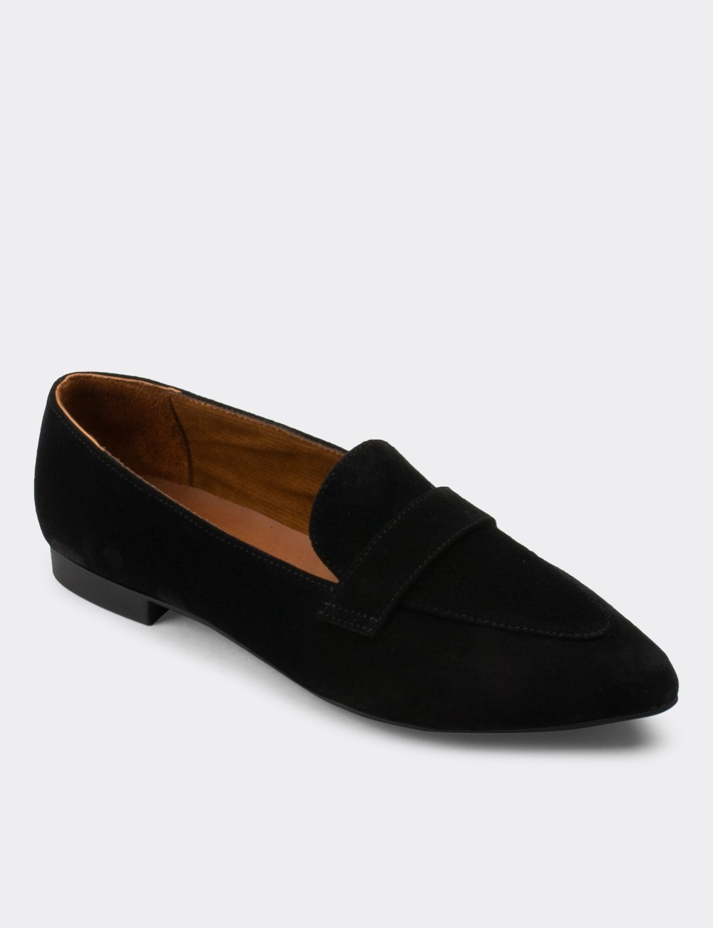 Black Suede Leather Loafers - 01897ZSYHC01
