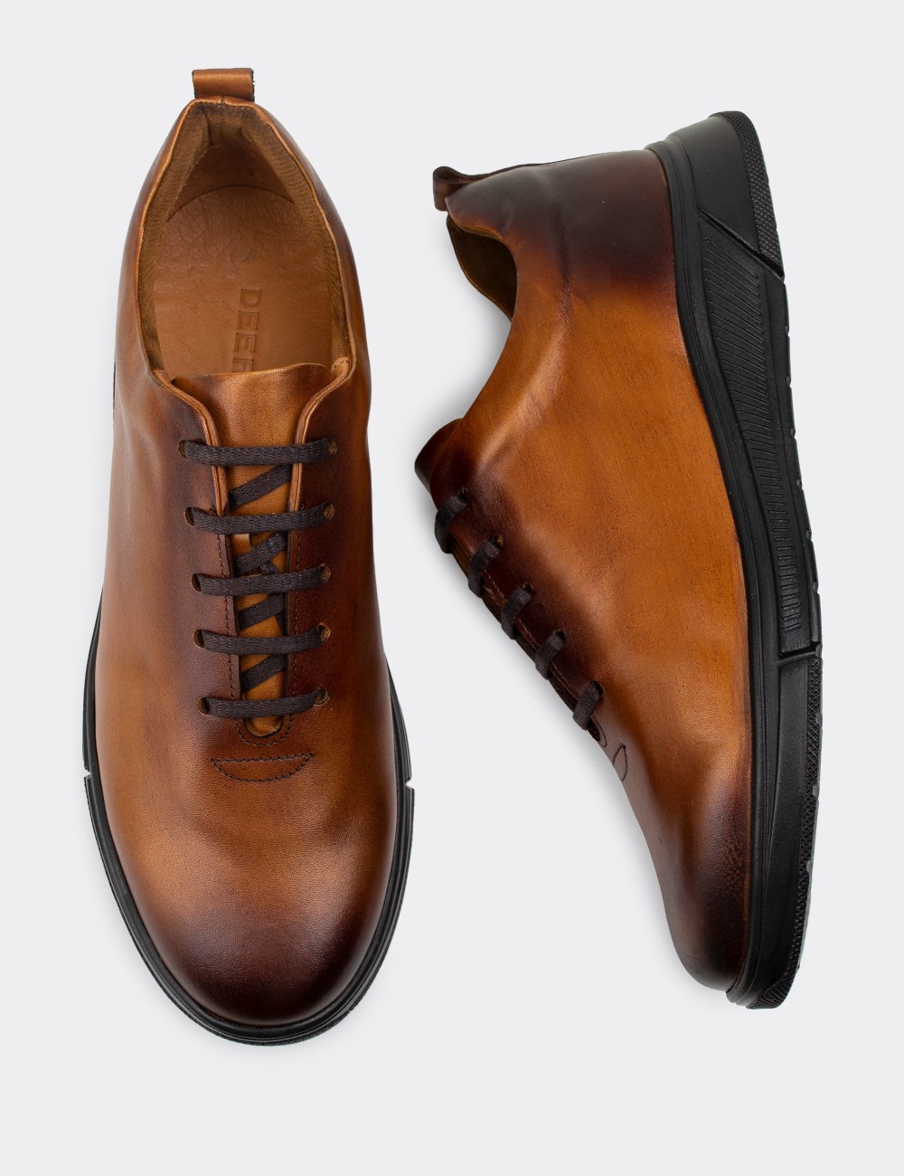 Tan  Leather Lace-up Shoes - 01875MTBAC01
