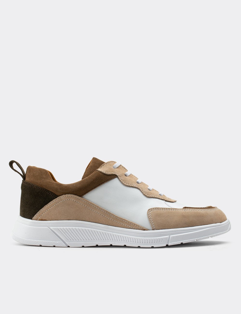 Beige  Leather Sneakers - 01890MBEJC01