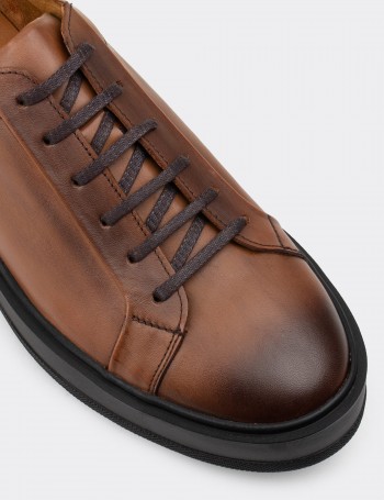 Tan Calfskin Leather Sneakers