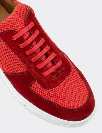 Red Suede Calfskin Sneakers