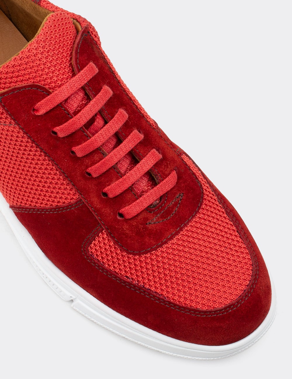 Red Suede Leather Sneakers - 01860MKRMC01