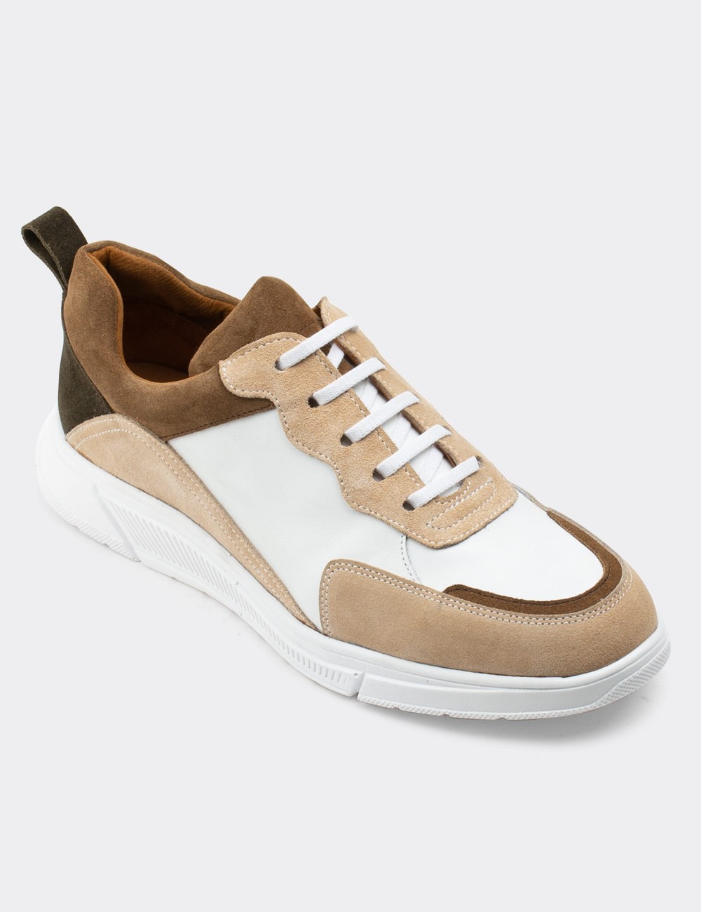 Beige  Leather Sneakers - 01890MBEJC01