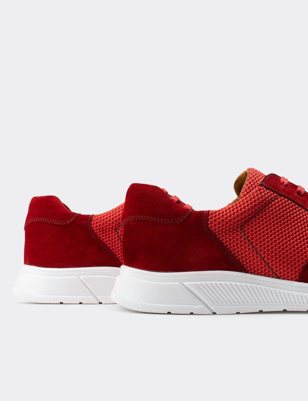 Red Suede Leather Sneakers - 01860MKRMC01