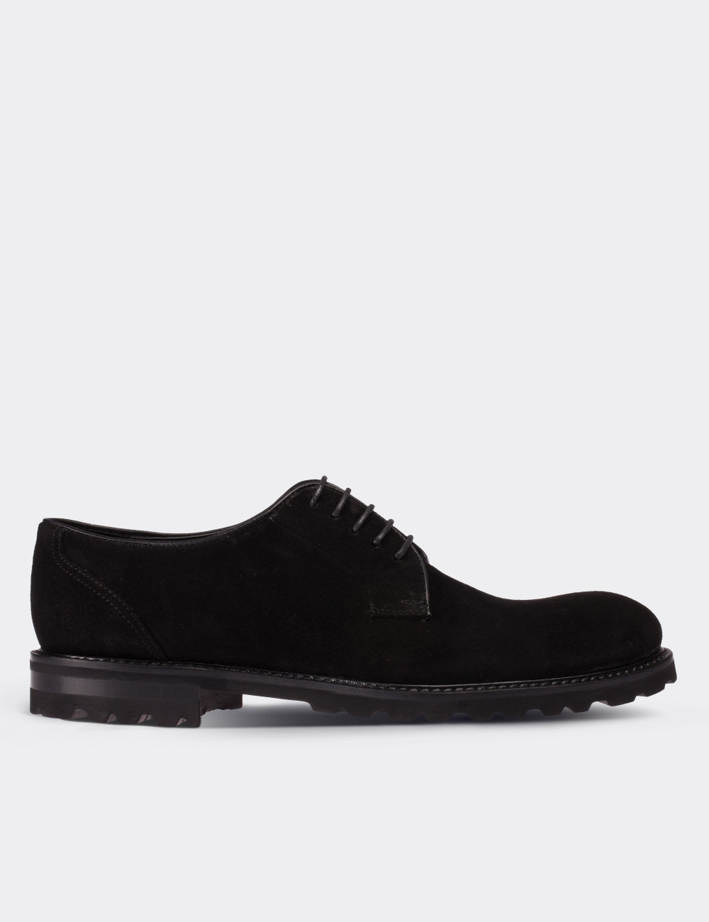 Black Suede Leather Lace-up Shoes - 01090MSYHE01