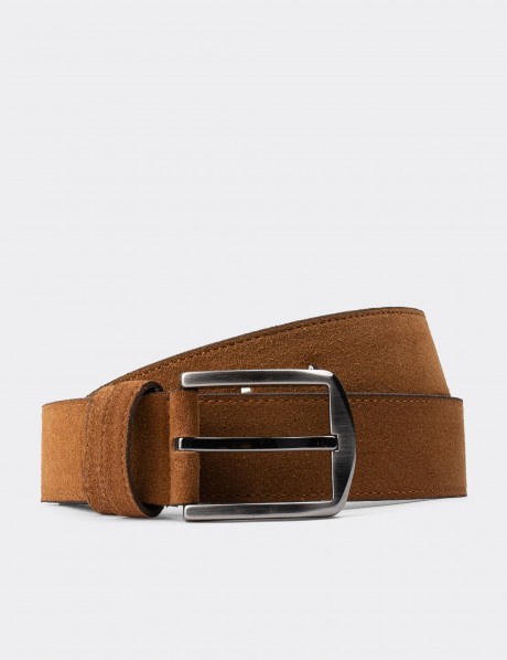 Suede Leather Tan Men's Belt