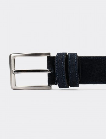 Suede Leather Navy Men's Belt - K0410MLCVW01