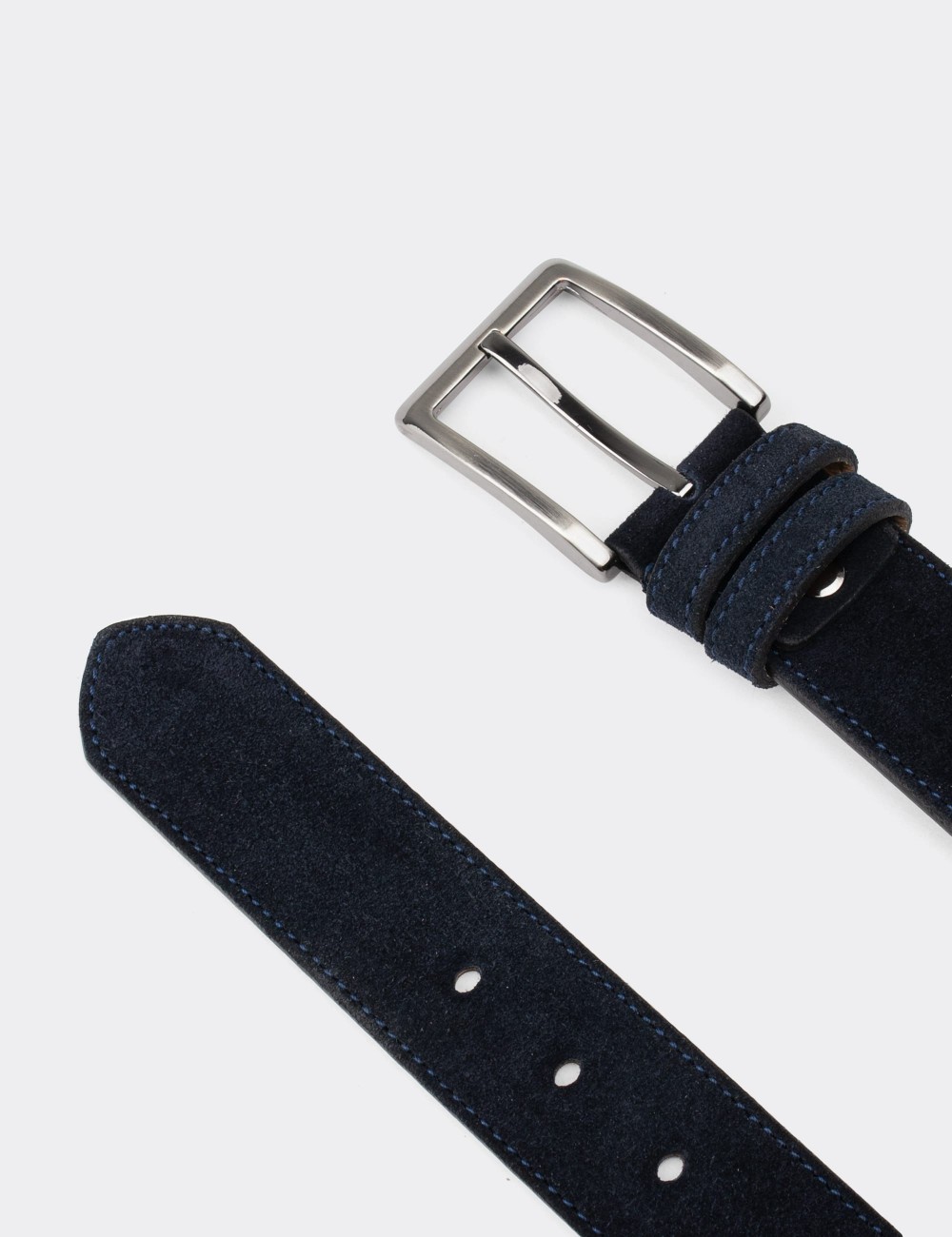 Suede Leather Navy Men's Belt - K0410MLCVW01