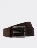 Suede Leather Brown Men's Belt