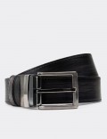  Leather Gray and Black Double Sided Men's Belt