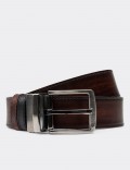  Leather Tan and Black Double Sided Men's Belt