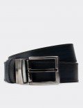  Leather Navy and Black Double Sided Men's Belt