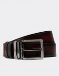  Leather Burgundy and Black Double Sided Men's Belt
