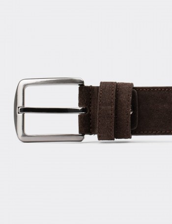 Suede Leather Brown Men's Belt - K0410MKHVW01