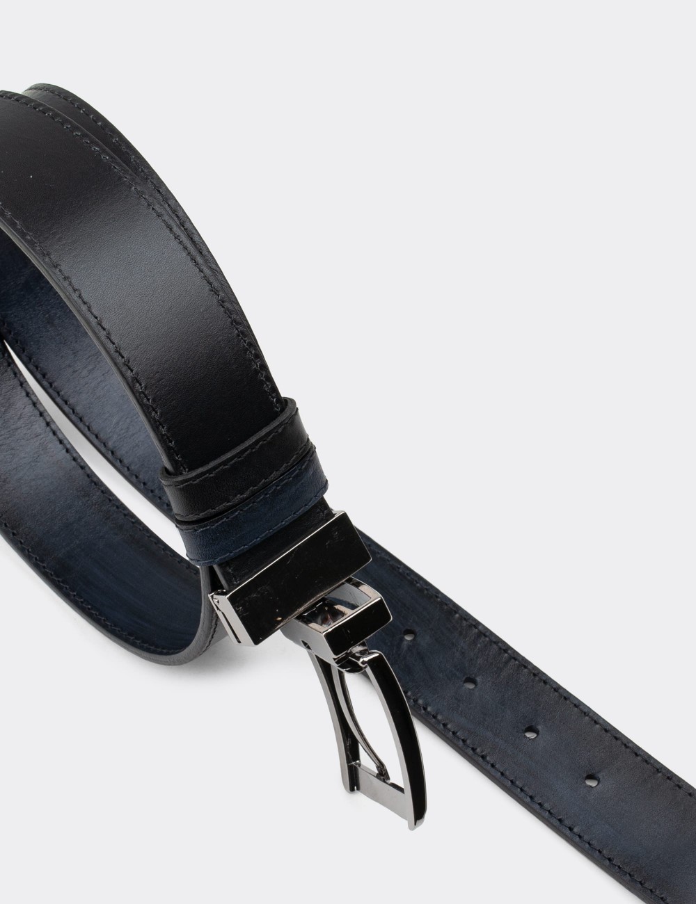  Leather Navy and Black Double Sided Men's Belt - K0409MLCVW01