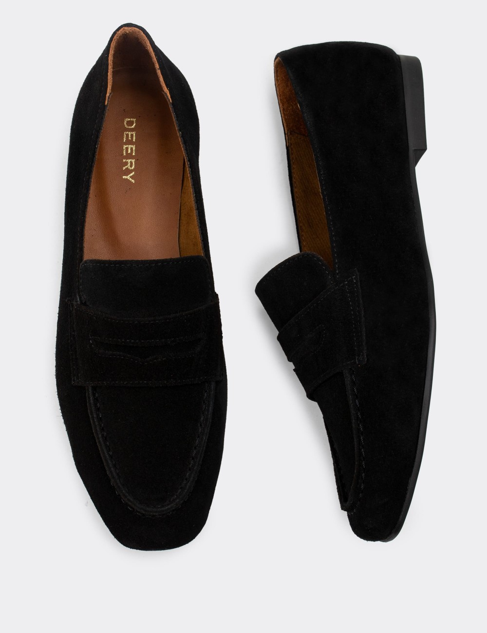 Black Suede Leather Loafers - 01914ZSYHC01