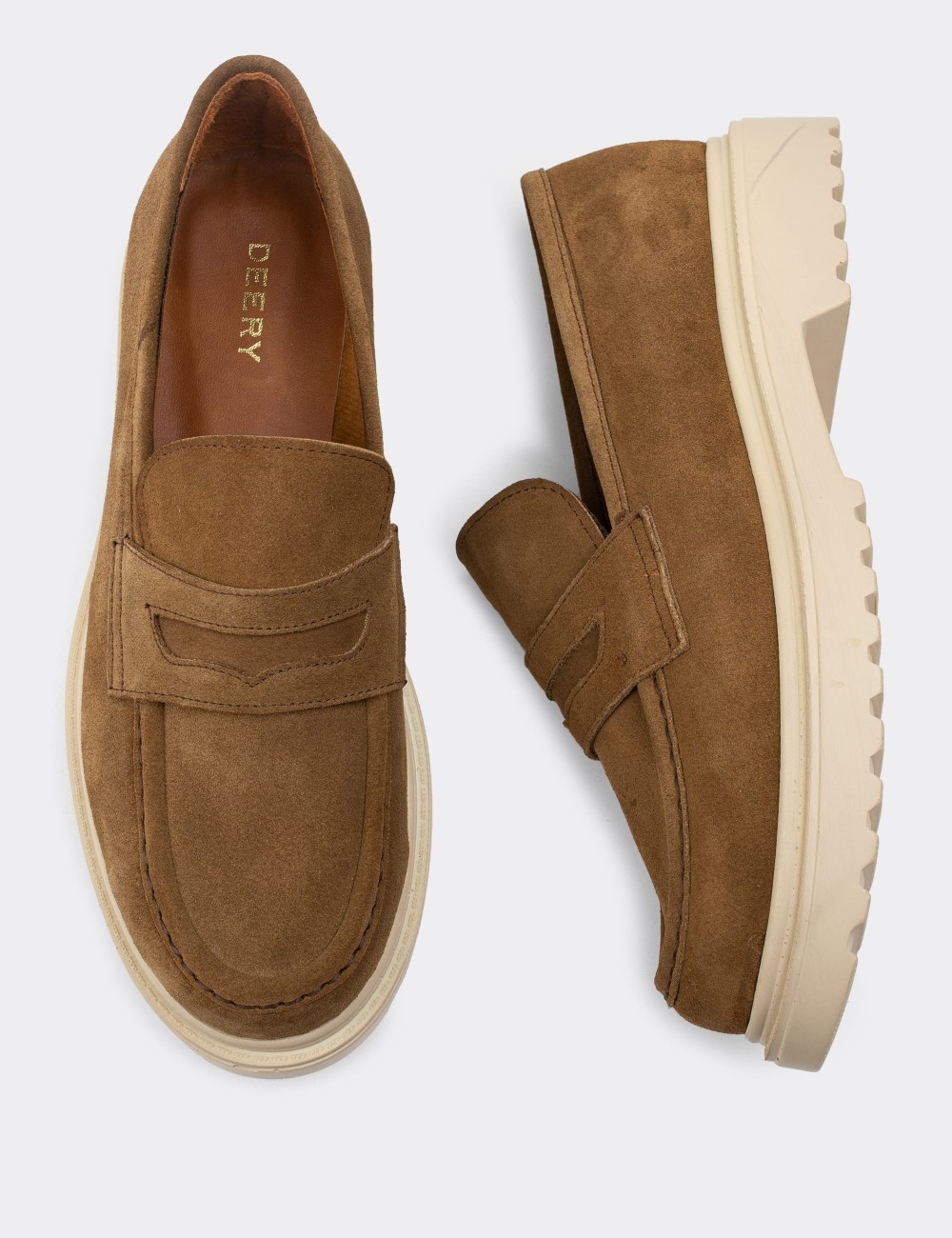Sandstone Suede Leather Loafers - 01903ZVZNP02