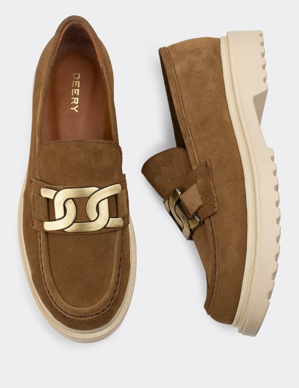 Sandstone Suede Leather Loafers - 01902ZVZNP01