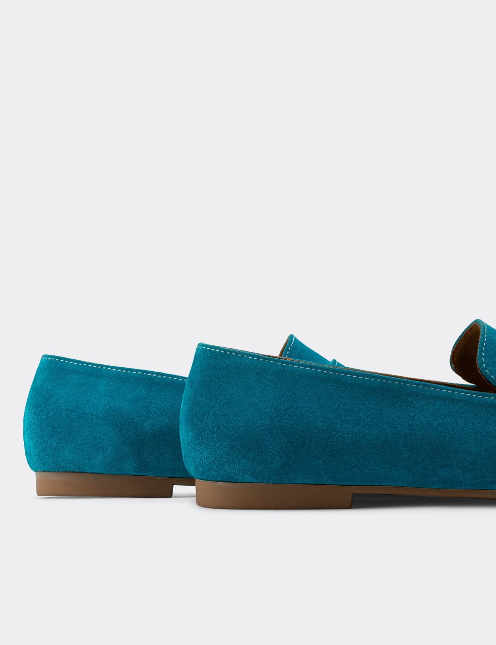 Turquoise Suede Leather Loafers - 01914ZTRKC01