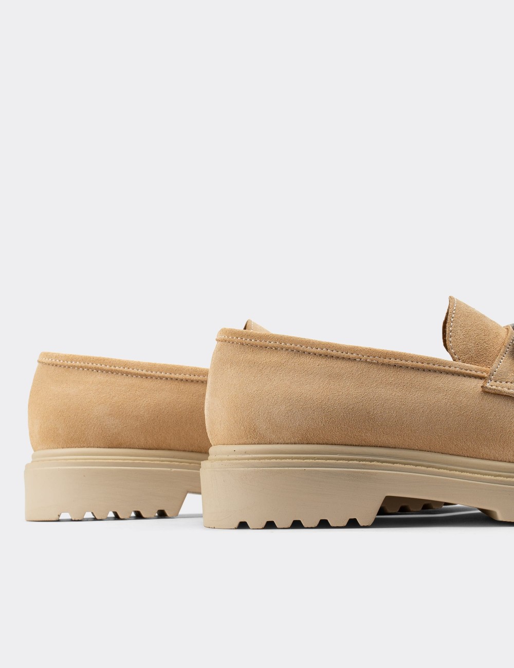 Beige Suede Leather Loafers - 01902ZBEJP01