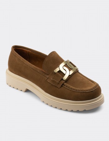 Sandstone Suede Leather Loafers - 01902ZVZNP01