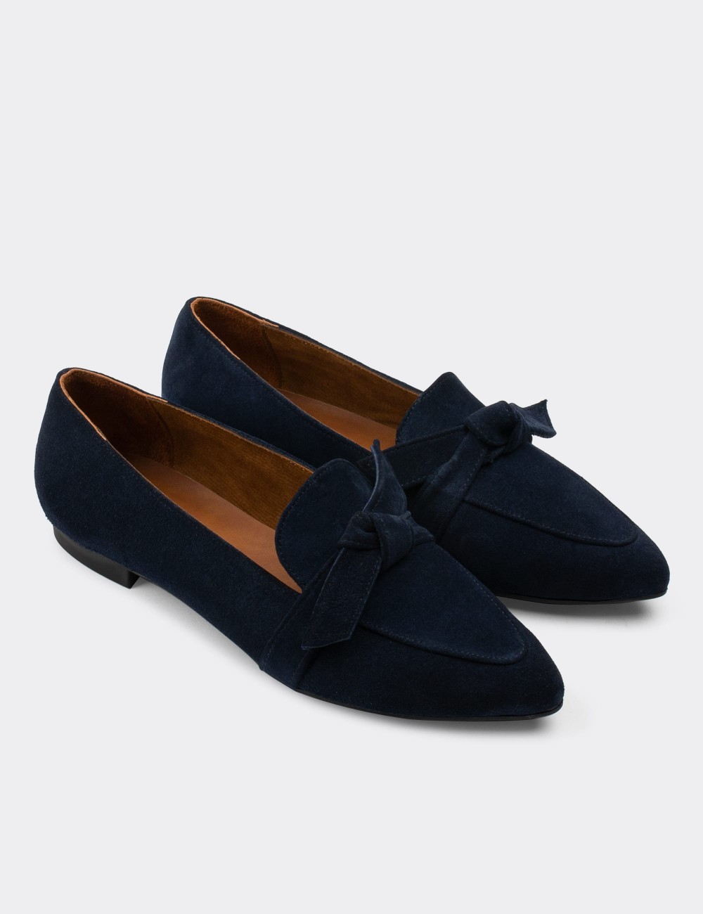 Navy Suede Leather Loafers - 01898ZLCVC01