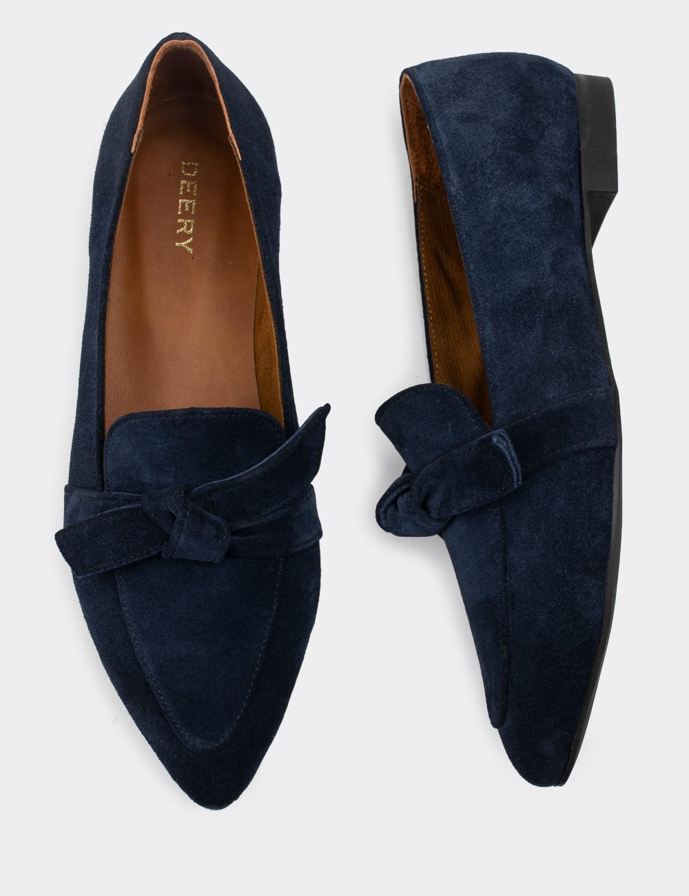 Navy Suede Leather Loafers - 01898ZLCVC01