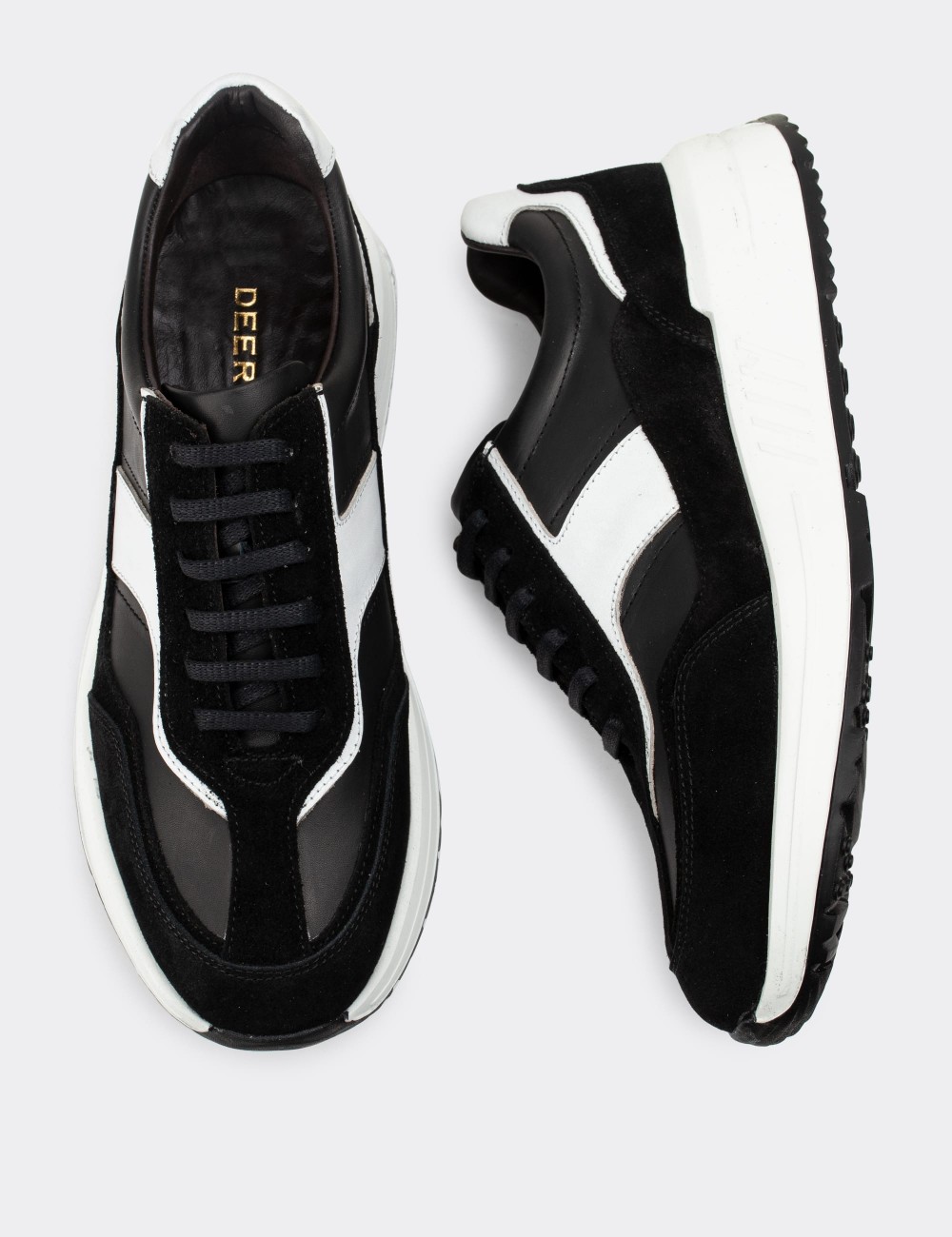 Black  Leather Sneakers - 01889MSYHE01
