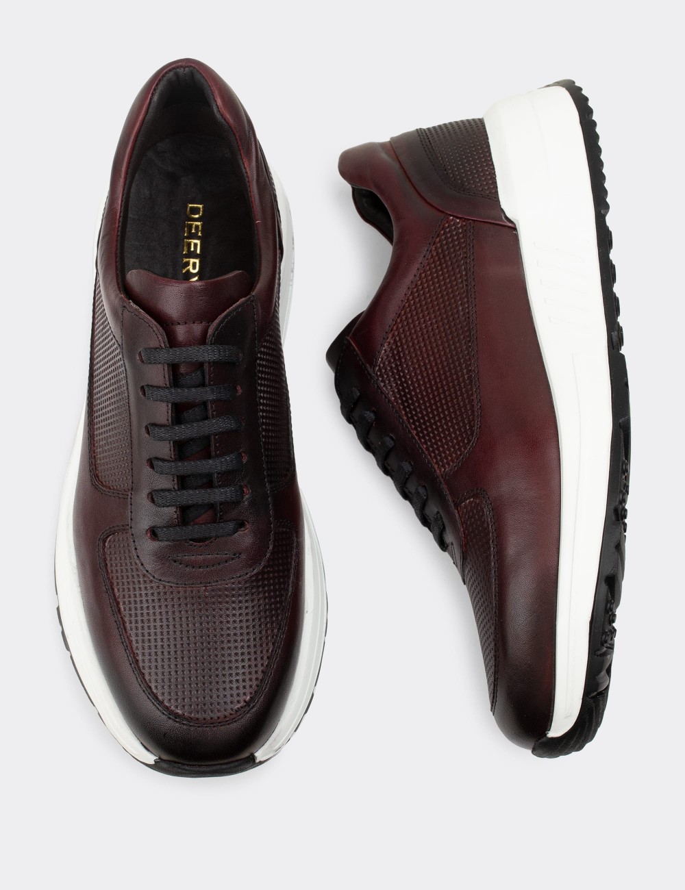 Burgundy  Leather Sneakers - 01887MBRDE01
