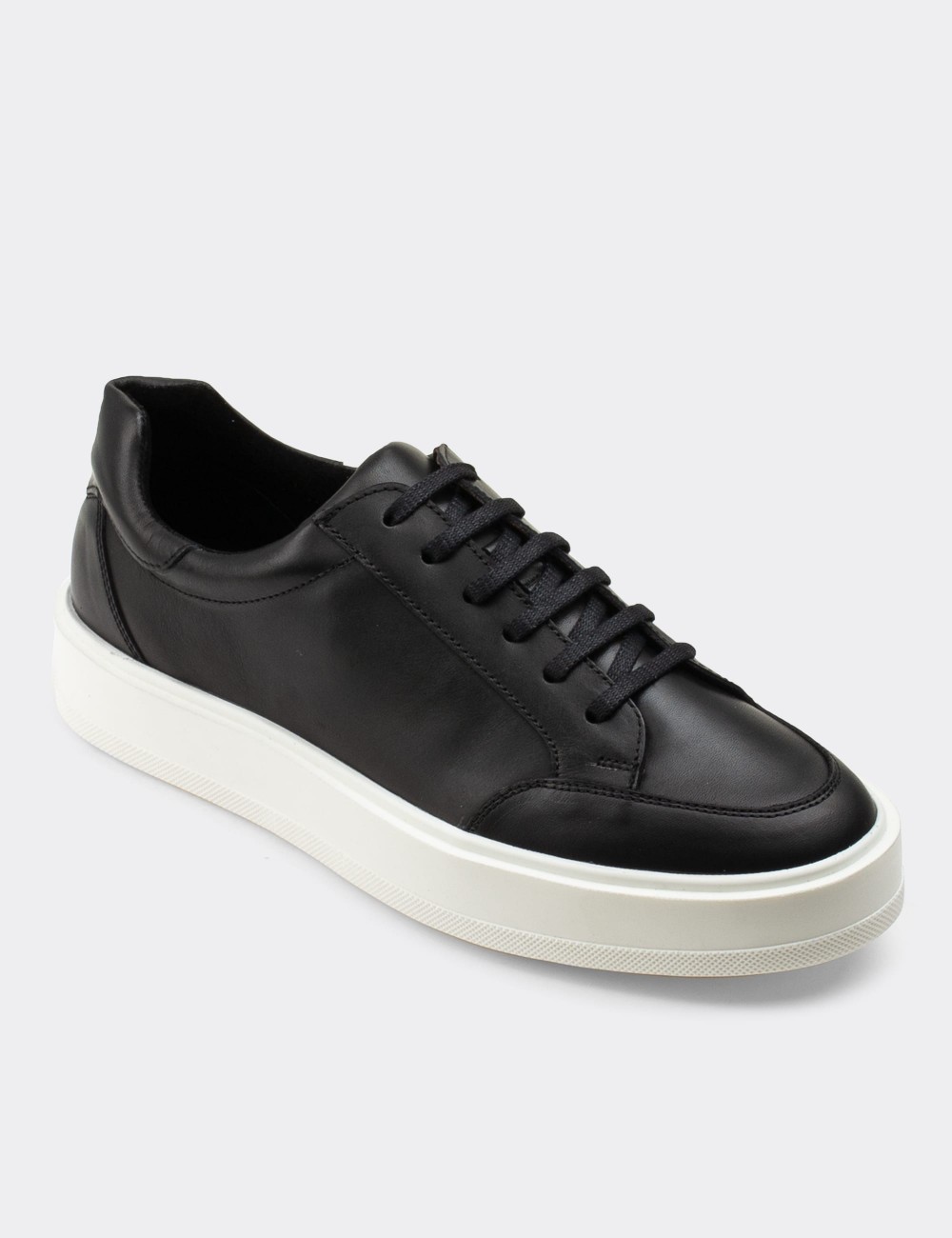 Black  Leather Sneakers - 01882MSYHP01