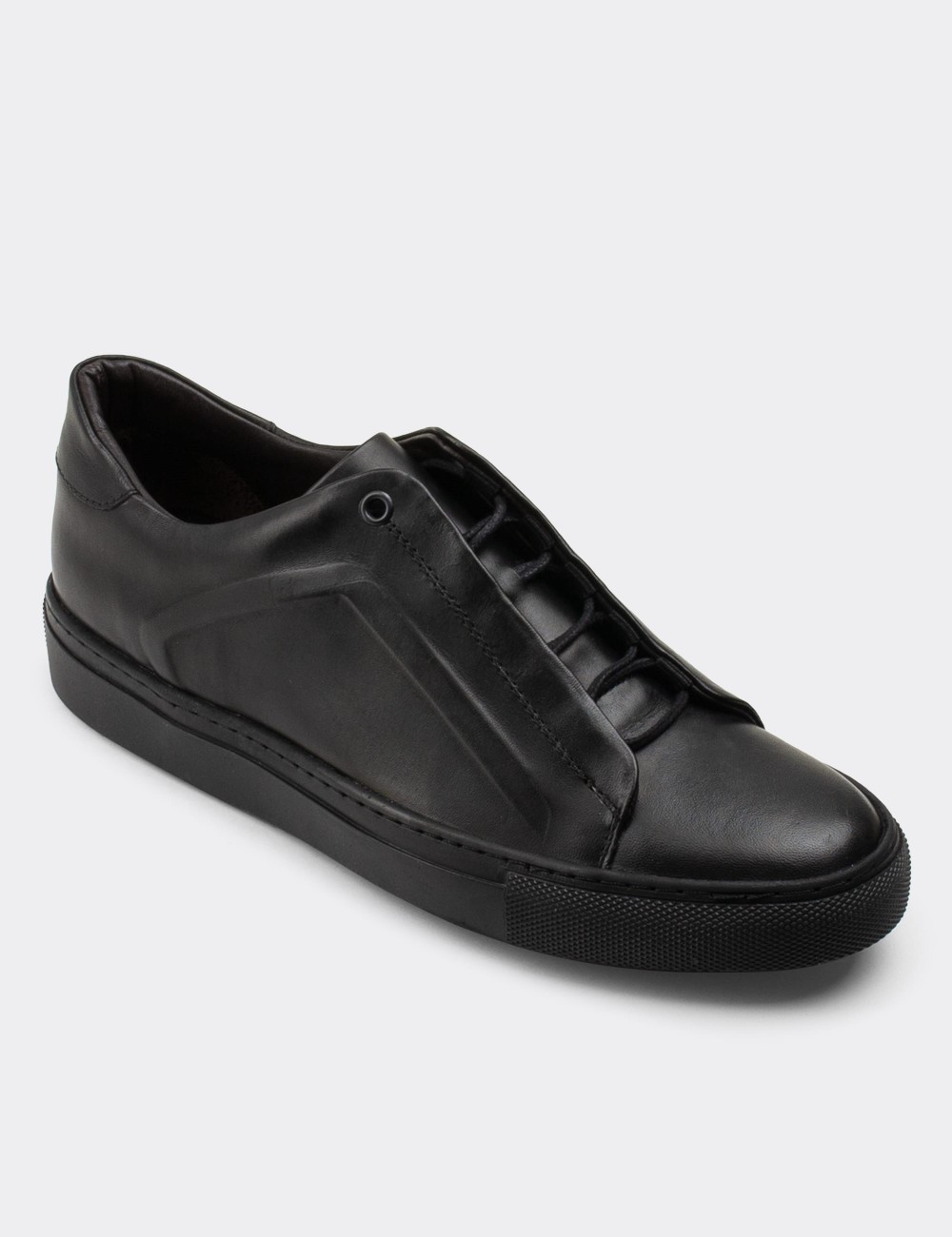 Black  Leather Sneakers - 01831MSYHC01
