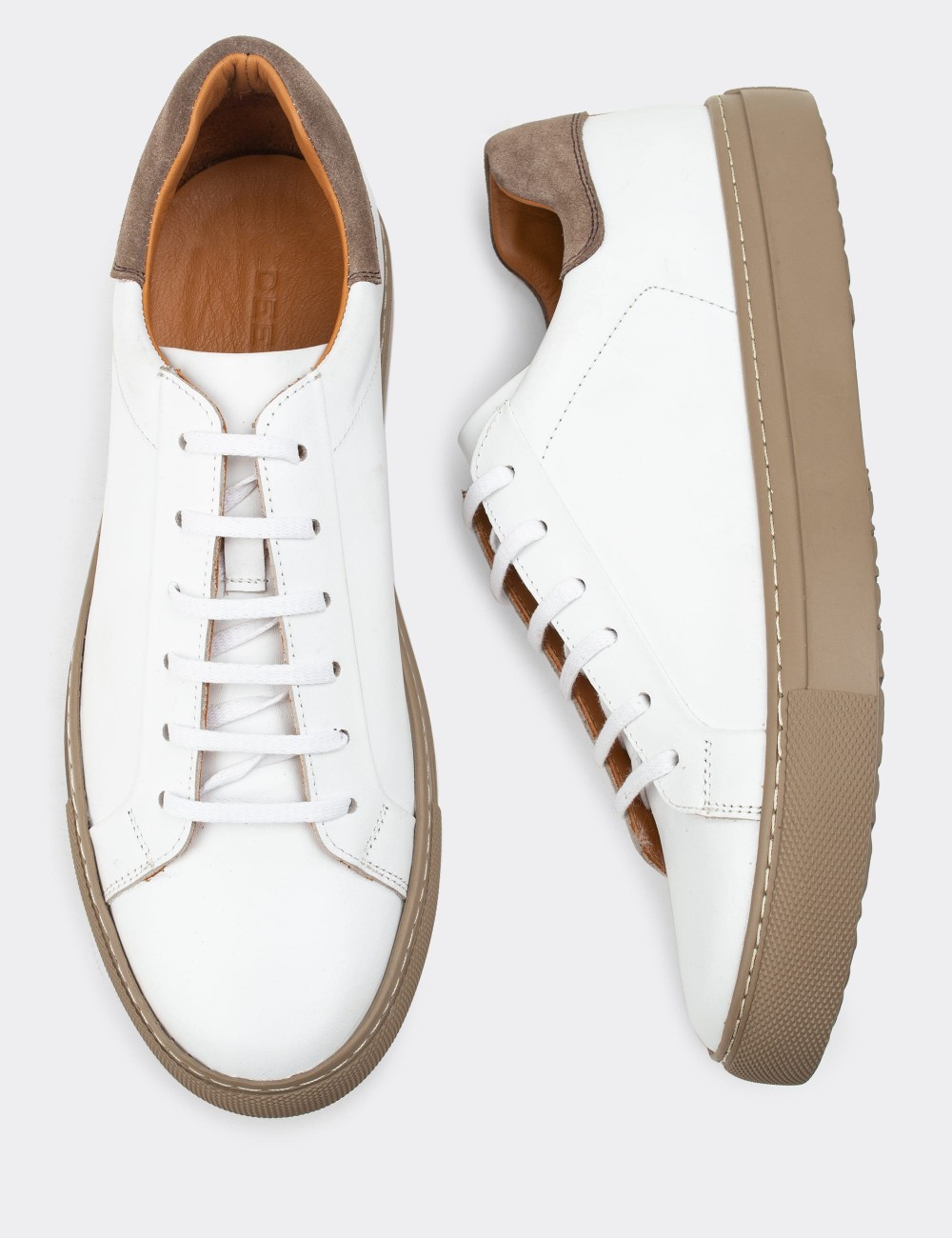 White  Leather Sneakers - 01829MBYZC05