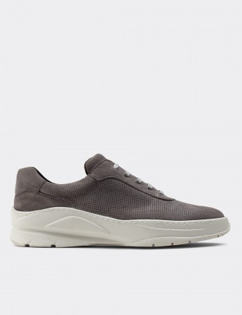 Gray Suede Leather Sneakers - 01879MGRIC01