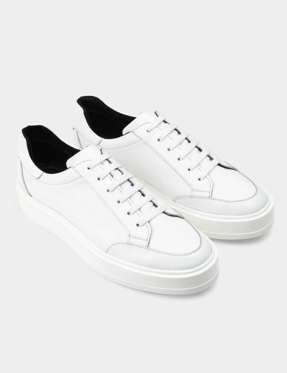 White  Leather Sneakers - 01882MBYZP01